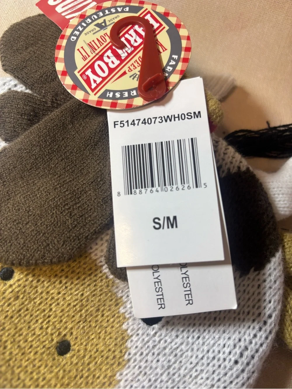 Toddler Cow Knit Earflap Hat with Braided Tassels & mittens, NWT